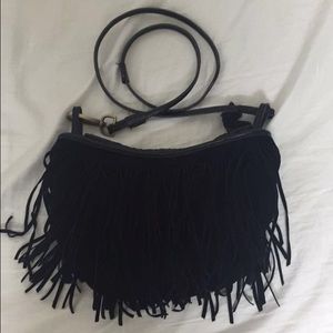 Brandy Melville Cross Body Black Fringe Purse