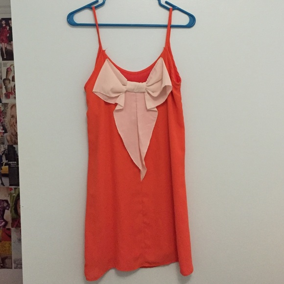Orange dress with White Bow