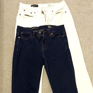 2 JCrew toothpick jeans. Midrise skinny. 28 ankle.