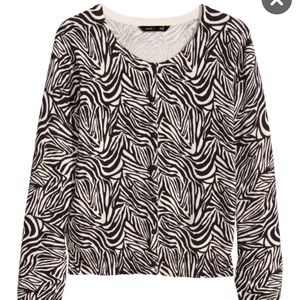 H&M Fine Knit Zebra Print Cardigan