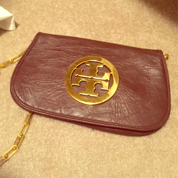 Brown bag with gold emblem