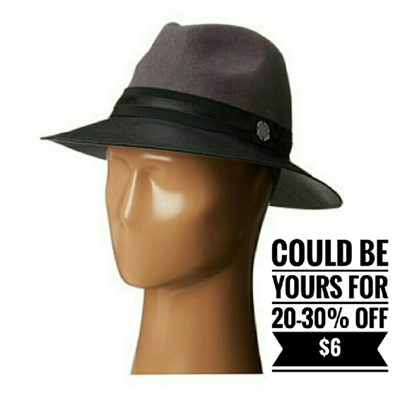 NWOT. Vince Camuto blackgrey hat faux leather brim