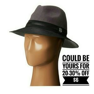 NWOT. Vince Camuto blackgrey hat faux leather brim