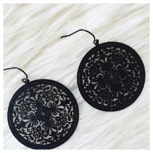 Black Filigree Earrings, Bohemian Earrings