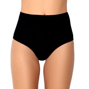 Black High-waisted Bikini Bottom Shorts