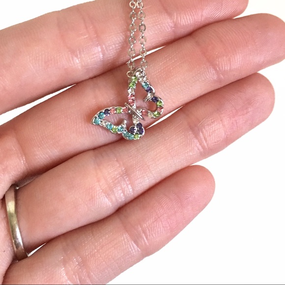 18K White Gold Plated Crystal Butterfly - Picture 2 of 2