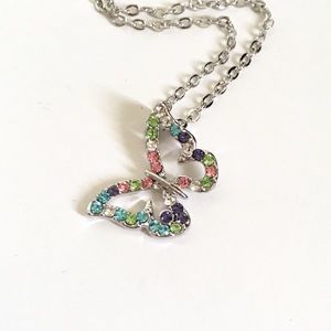 18K White Gold Plated Crystal Butterfly