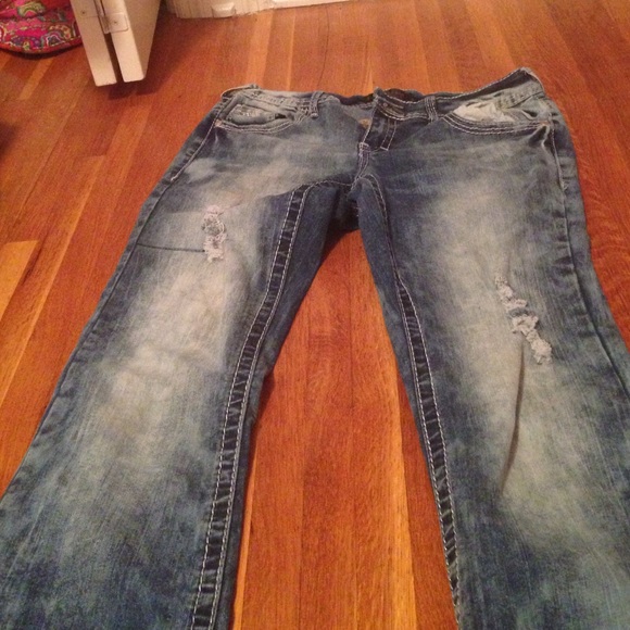 Long blue jeans