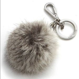 Michael Kors large grey pom fur key chain
