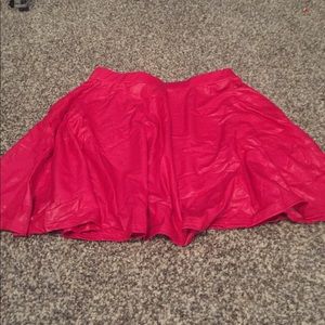 Faux red leather skater skirt