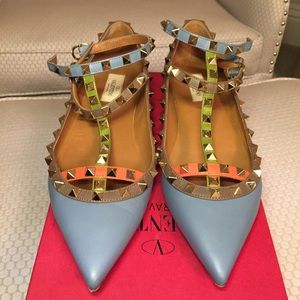 Valentino Rockstud Ankle Strap Flats
