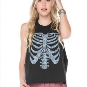 Vintage Brandy Melville "skeleton" muscle tee