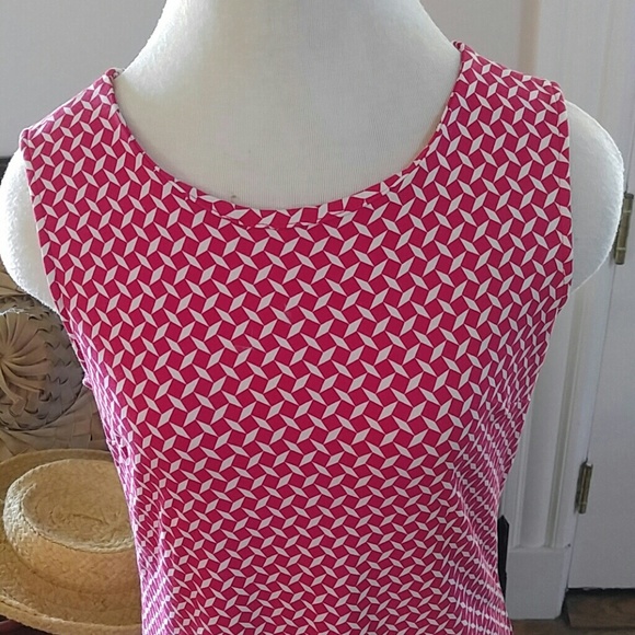 Vintage New York & Co Shift scoop sheath a-line tank red white dress classic S - Picture 2 of 4