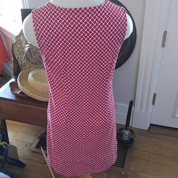 Vintage New York & Co Shift scoop sheath a-line tank red white dress classic S - Picture 3 of 4