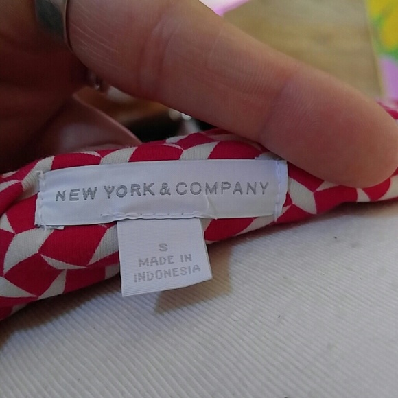 Vintage New York & Co Shift scoop sheath a-line tank red white dress classic S - Picture 4 of 4