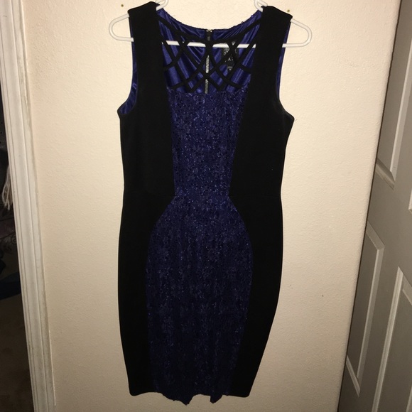 Black and blue sequin dress