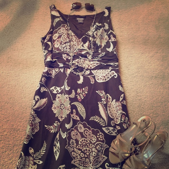 Chocolate floral silk dress from Ann Taylor sz 10