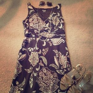 Chocolate floral silk dress from Ann Taylor sz 10