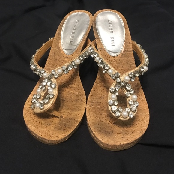 Pearl and sparkle Giani Bini wedge sandals