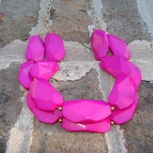 Fuchsia (pink) and gold necklace