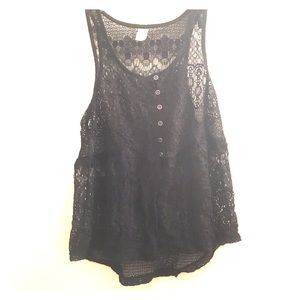 Bongo Black Lace Summer Top Size L