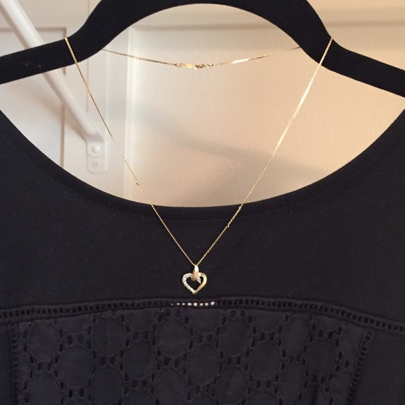 10k Gold and Diamond Heart Pendant - Picture 2 of 3