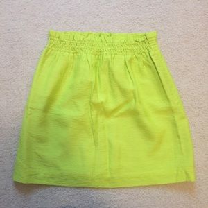 Neon matte silk j crew smocked skirt