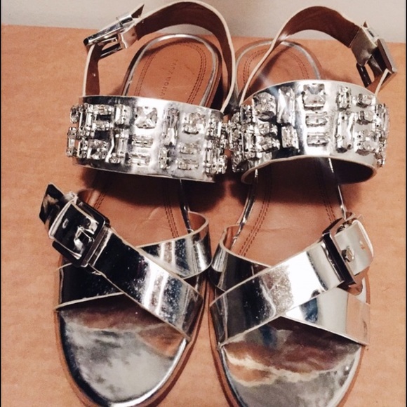 Zara Silver Embellished Sandals