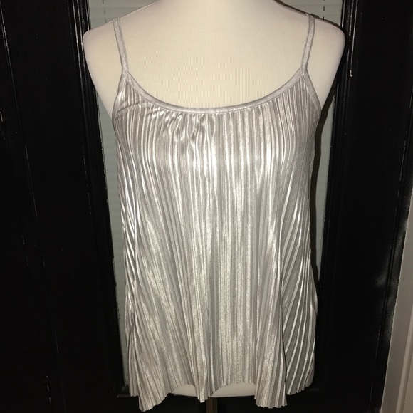 👑BUNDLE FOR $5✨ Silver Pleated Flowy Tanktop - Picture 2 of 2