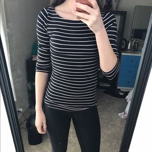 Pink and Black Striped Half Sleeve Shirt