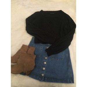 Brandy Melville Dark Blue Knit Crop Sweater!