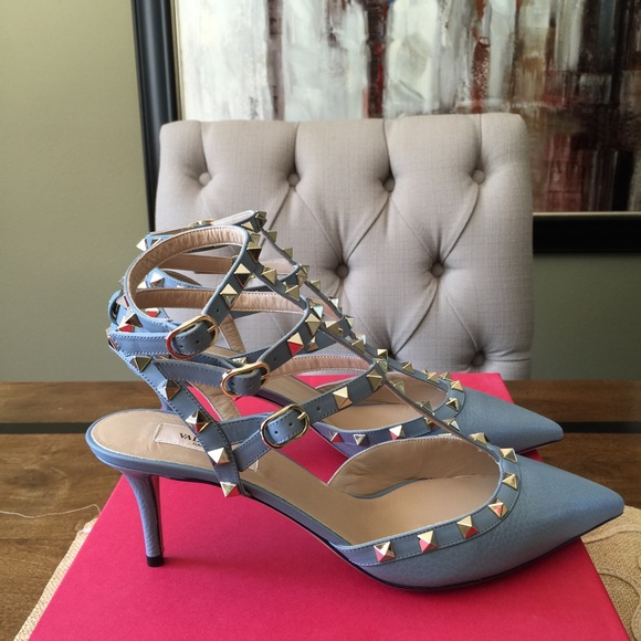 VALENTINO Rockstud Kitten-heel Slingback 40.5 Gray - Picture 3 of 4