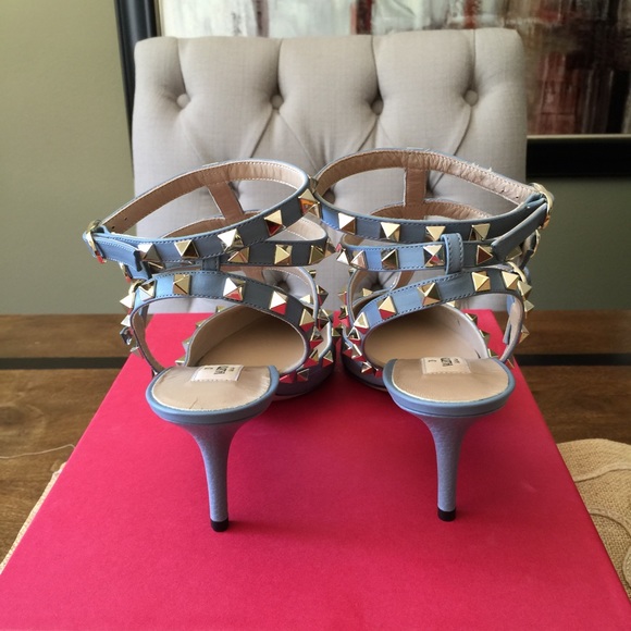 VALENTINO Rockstud Kitten-heel Slingback 40.5 Gray - Picture 4 of 4