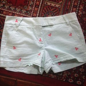 J. Crew Size 8 Lobster Seersucker Shorts
