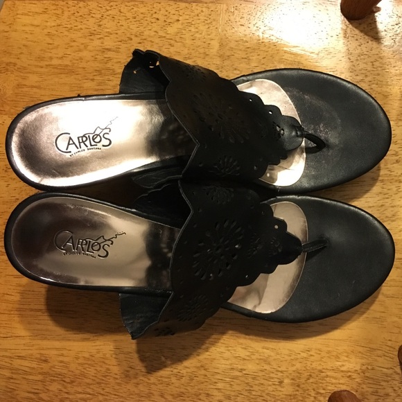 Black wedge flip flops