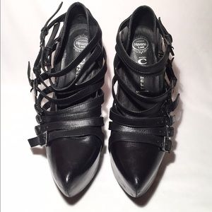 Jeffrey Campbell Zip 2 Wedge Buckle Strap Booties