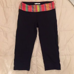 Black Capris Workout Pants W/ Rainbow Band