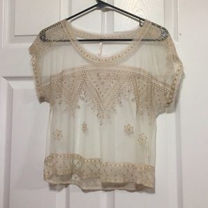 Free People mesh overlay crop top