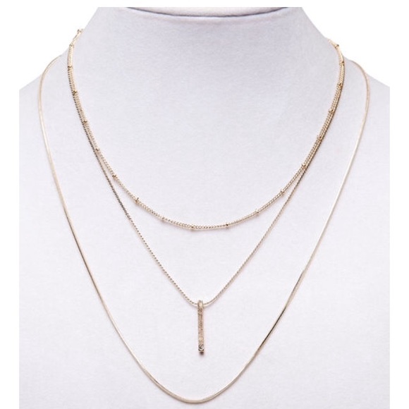 NWT rhinestone bar  3 tier necklace