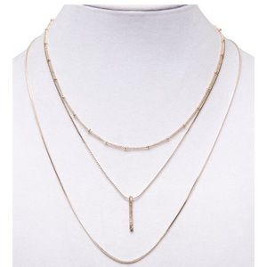 NWT rhinestone bar  3 tier necklace