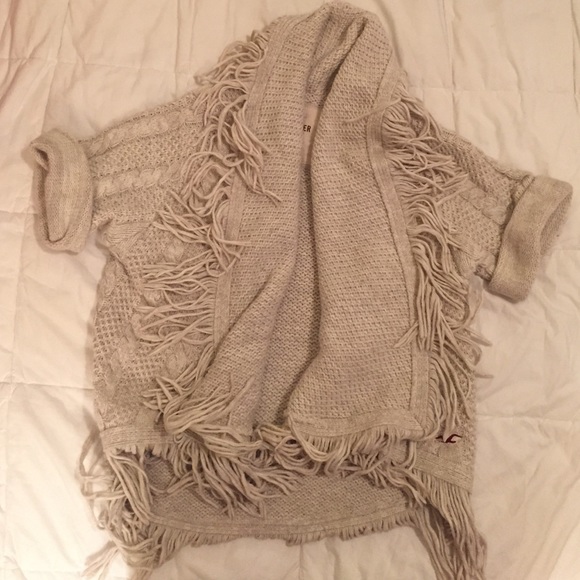 Cream Hollister Sweater W/ Fringe