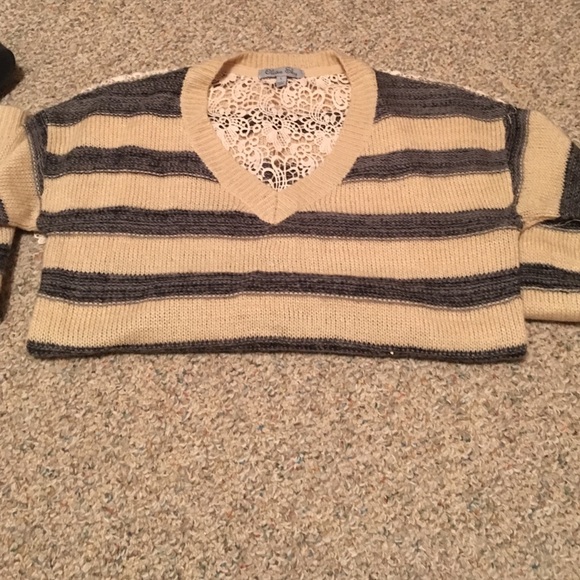 Chunky, lace back, striped sweater
