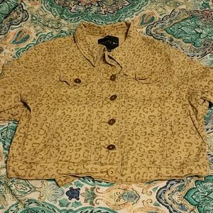 Leopard denim jacket.