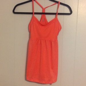 Coral workout tank with built in sports bra