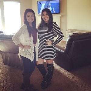 Black & White Long Sleeve Striped Dress