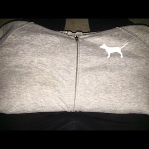 PINK: Grey Full Zip PINK Hoodie