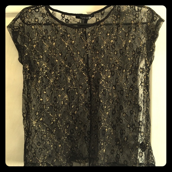 Black lace see through top