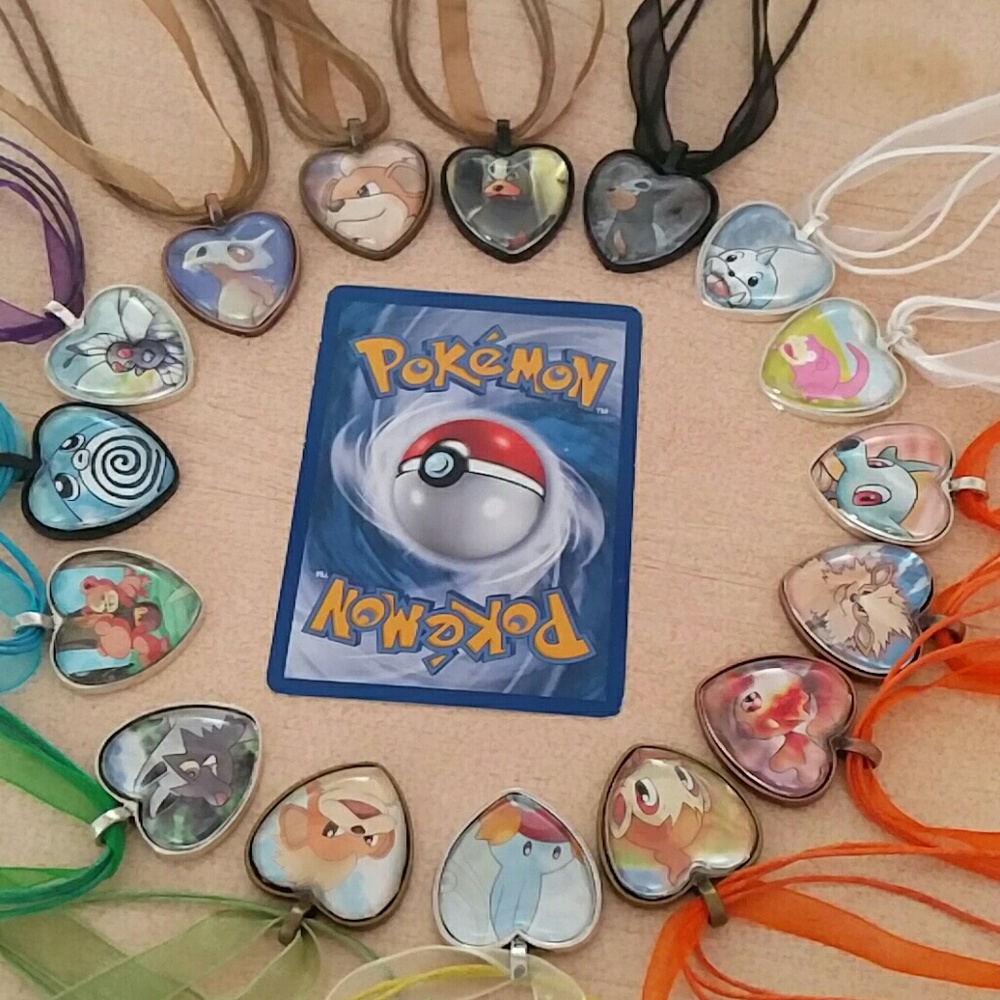 One(1) Pokemon Heart Necklace, I Choose You!