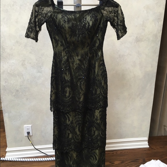 Beautiful beaded green gown