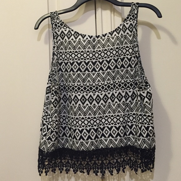 Tribal Print Tank with Laced Detailing - Picture 2 of 3